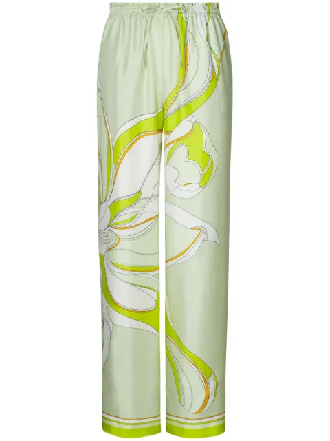 Tory Burch printed silk pants Green 163603