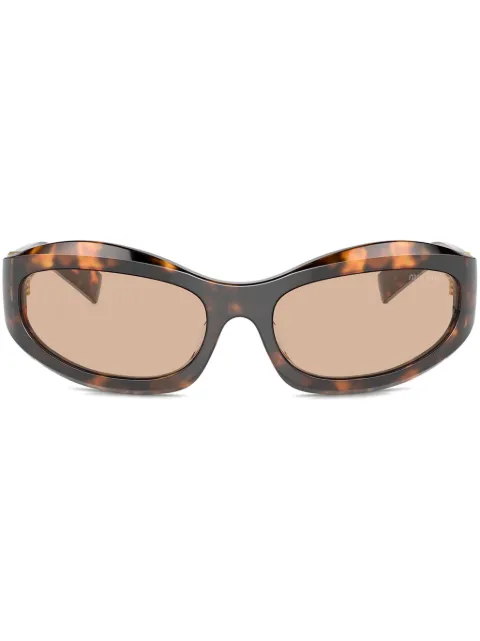 Miu Miu Eyewear tortoiseshell-effect logo-plaque sunglasses Brown SMU14ZC059E14L