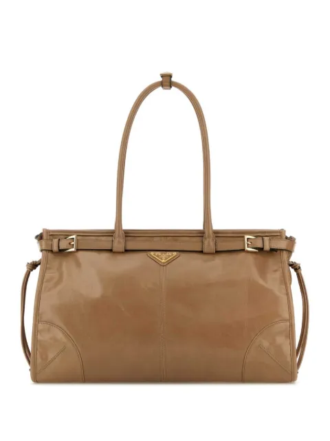 Prada enamel triangle-logo tote bag Neutrals 1BA433VMOO2CYR