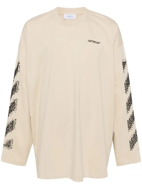 Off-White logo-embroidered long-sleeved T-shirt Neutrals OMAB091F24JER0056110