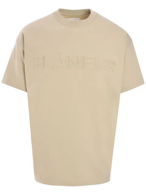 FLÂNEUR logo-embossed T-shirt Neutrals F14112
