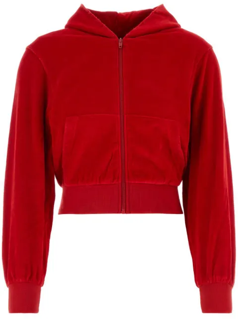 Balenciaga rhinestone-logo zipped hoodie Red 791755TQVU9