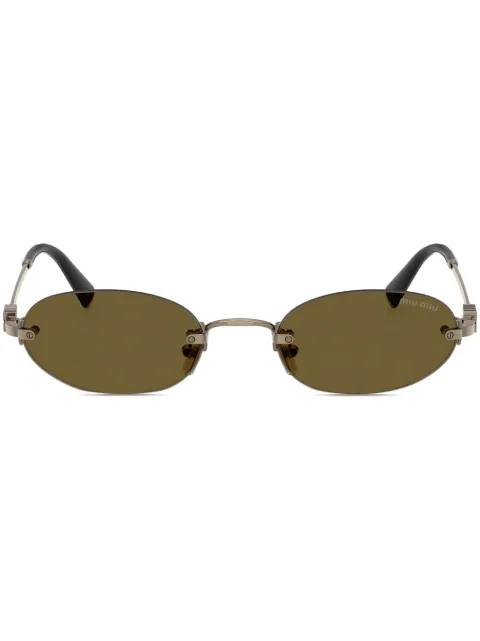 Miu Miu Eyewear logo-detail oval-frame sunglasses Gold MUA54S26C09Z