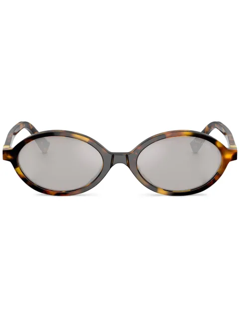 Miu Miu Eyewear logo-lettering sunglasses Brown MU04ZSVAU07F
