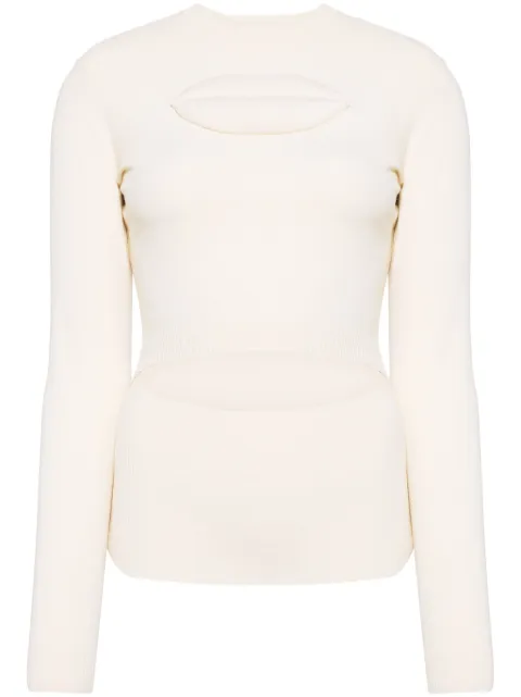A.W.A.K.E. Mode lip-appliqué knitted top Neutrals PF24K01VI01IVORY