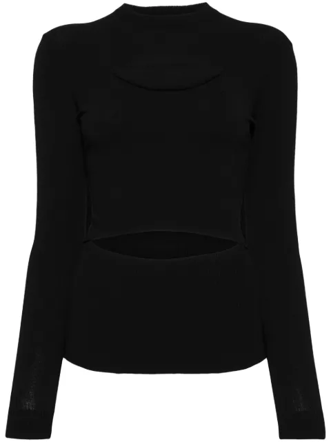 A.W.A.K.E. Mode lip-appliqué knitted top Black PF24K01VI01BLACK