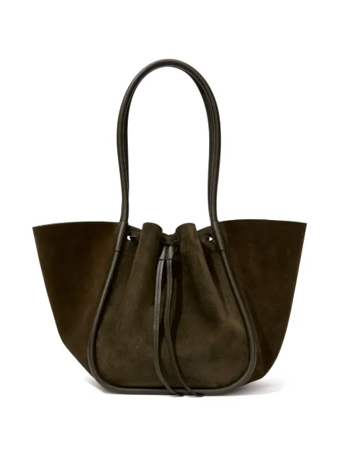 Proenza Schouler large Ruched suede tote bag Green HB243067C012S