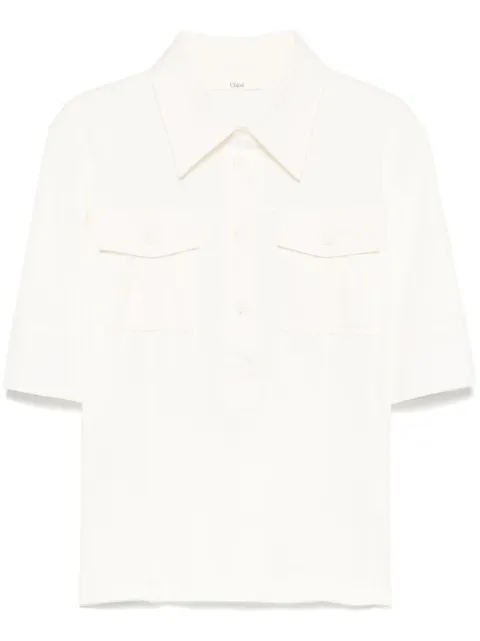 Chloé logo-embroidered polo top Neutrals CH25SJH13182