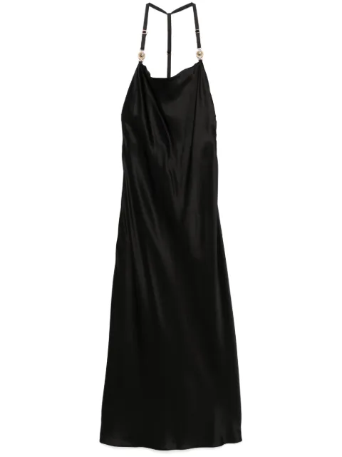 Marine Serre satin maxi slip dress Black WDR302BCWOV0056