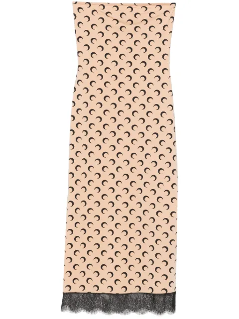 Marine Serre Crescent Moon bustier midi dress Neutrals WDR333ACJER0001