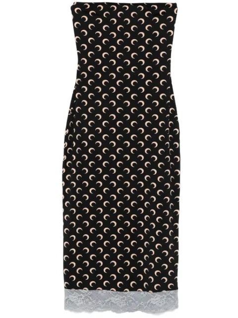 Marine Serre Moon-logo strapless midi dress Black WDR333ACJER0001IT99