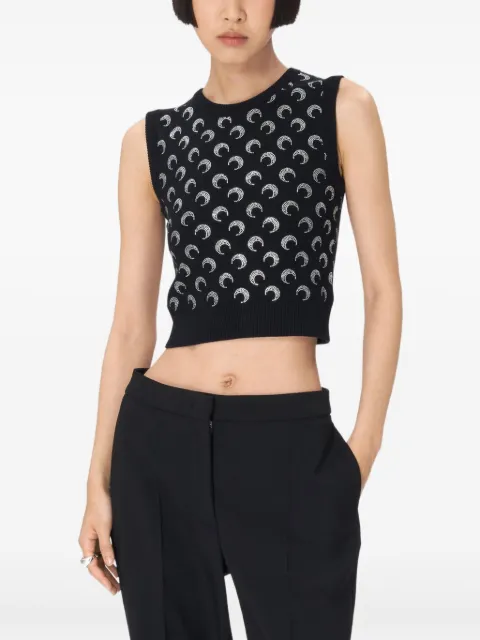 Marine Serre rhinestone-embellished knitted vest Black WTK043ARKNI0001