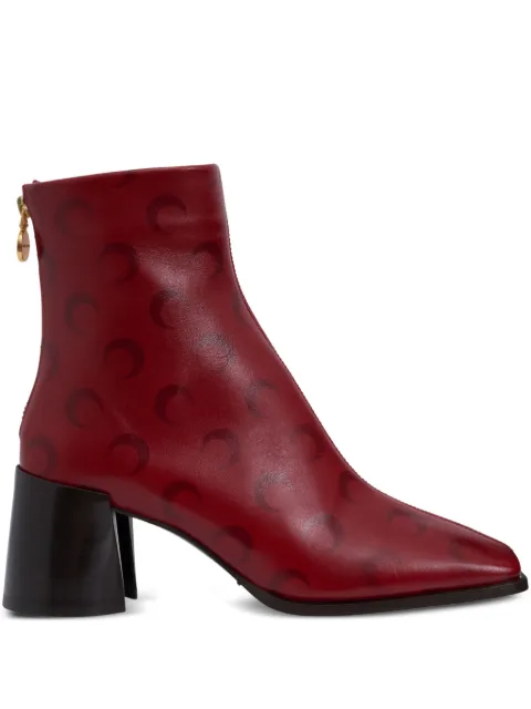 Marine Serre Crescent Moon-print ankle boots Red WFW037ACLEA0053