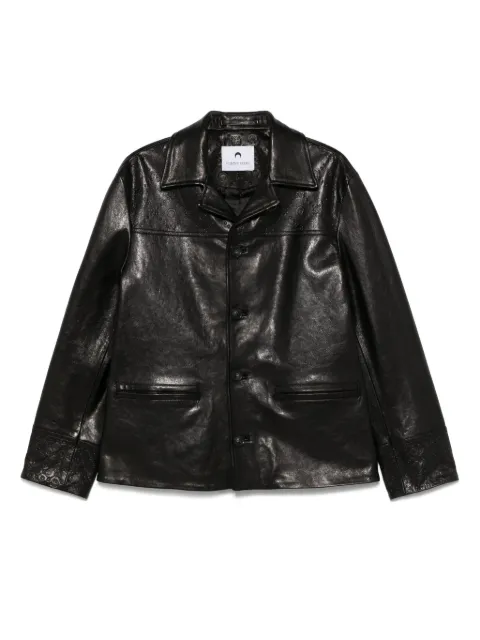 Marine Serre Moongram-embossed leather jacket Black MJA065BRLEA0021