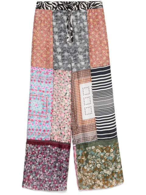 Marine Serre Regenerated silk-scarves trousers Black UPA054AUWOV0028