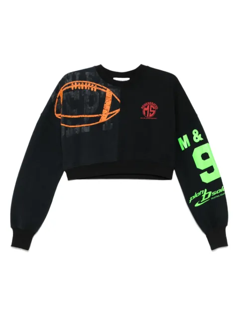 Marine Serre Upcycled graphic cropped sweatshirt Black WST015AUJER0007