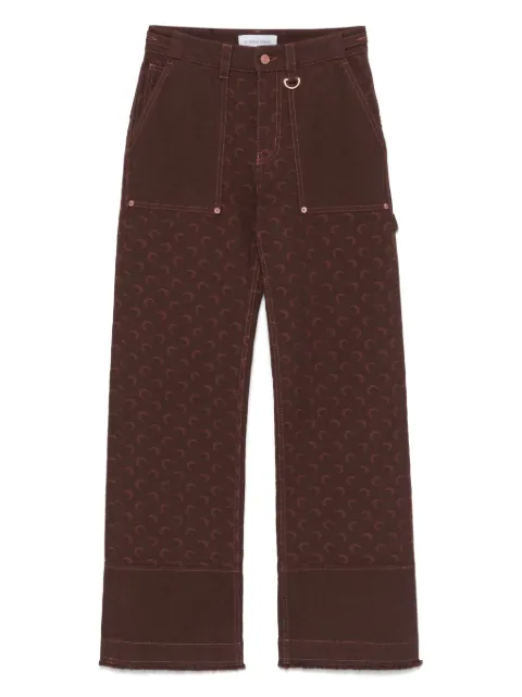 Marine Serre Moon-jacquard twill jeans Brown WPA141BCWOV0063
