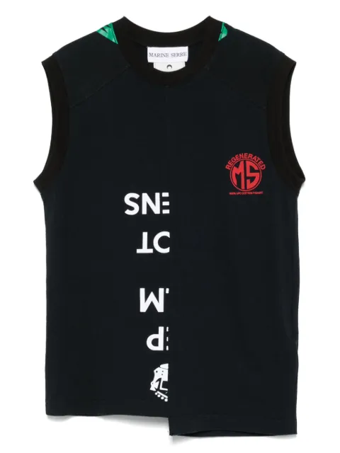 Marine Serre Upcycled graphic-T-shirts tank top Black MTT090AUJER0003