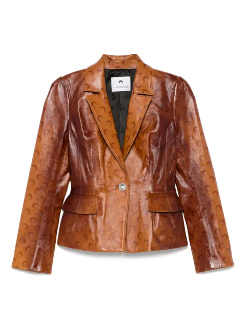 Marine Serre Moon-airbrushed leather jacket Brown WJA058ACLEA0050