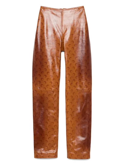 Marine Serre Moon-print leather trousers Brown WPA153ACLEA0050
