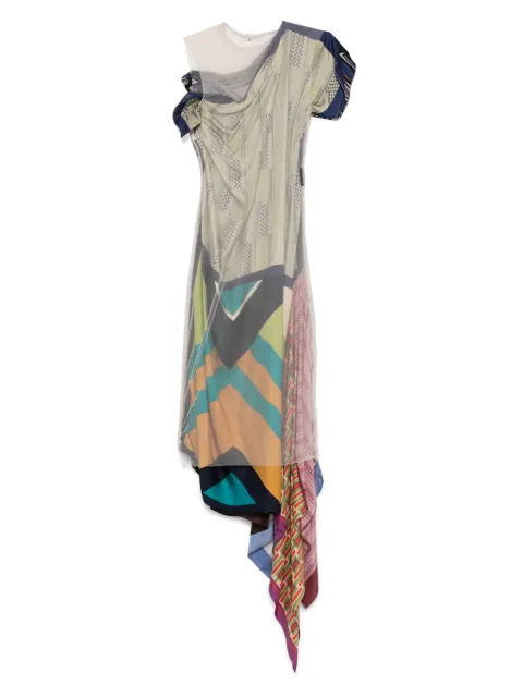 Marine Serre silk-scarves midi dress Neutrals WDR330AUWOV0028