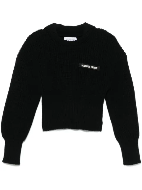 Marine Serre Half Cardigan knit sweater Black WTK027ACKNI0529
