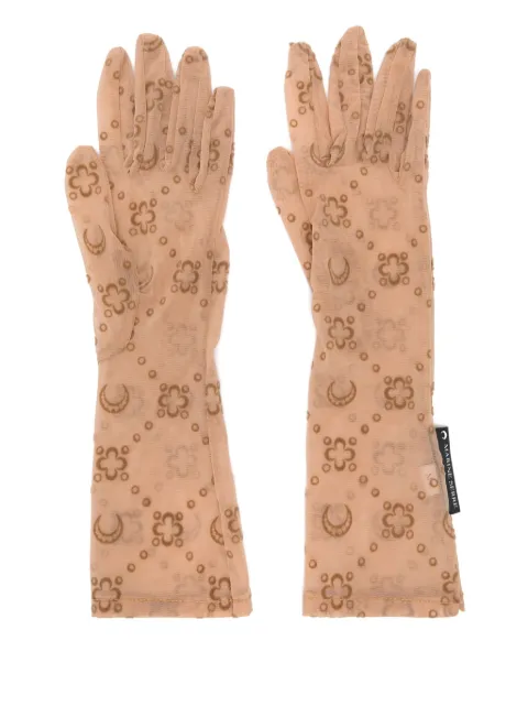 Marine Serre recycled mesh flock long gloves Neutrals WSA027ACJER0005BG60