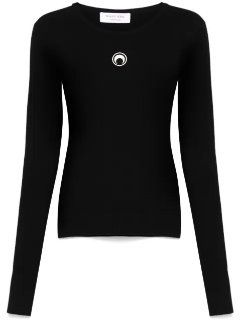 Marine Serre Moon logo knit fitted sweater Black WTK014ACKNI0511