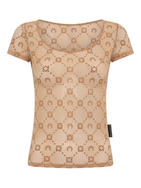 Marine Serre mesh flocked top Neutrals WTO389ACJER0005BG60