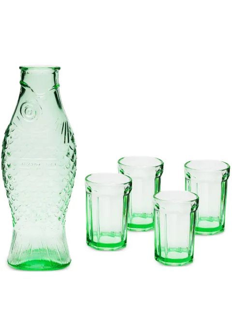 Serax Fish and Fish carafe and glasses (set of five) Green B9920108A
