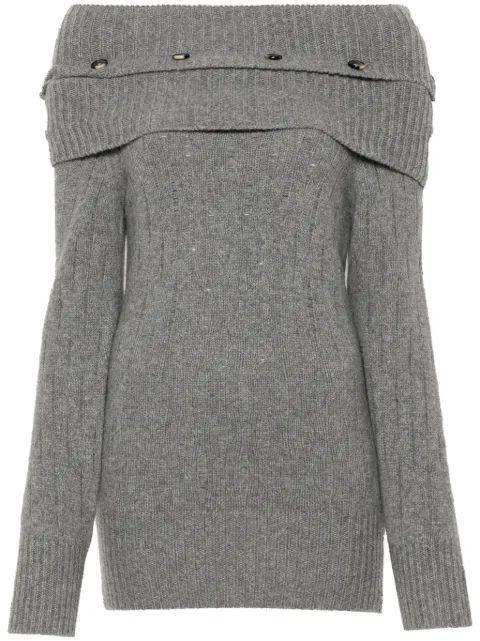 Rokh multi-button off-shoulder top Grey R3CA82W
