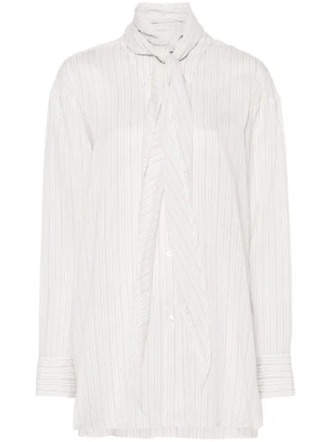 Dorothee Schumacher scarf-detail striped blouse White 741516