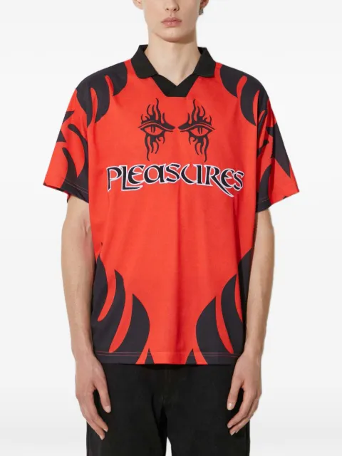Pleasures logo-print polo shirt Red P24SU013