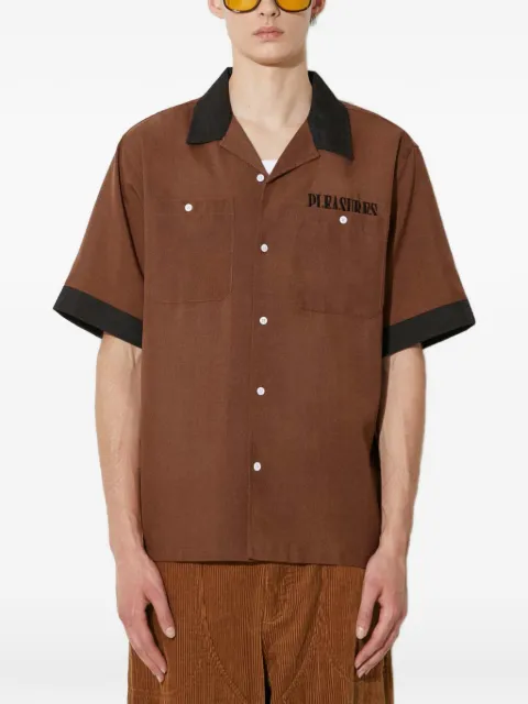 Pleasures contrast-trim logo-detail shirt Brown P24SU001