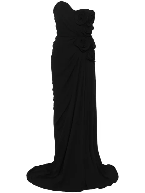 Ana Radu floral-appliqué maxi dress Black 42866