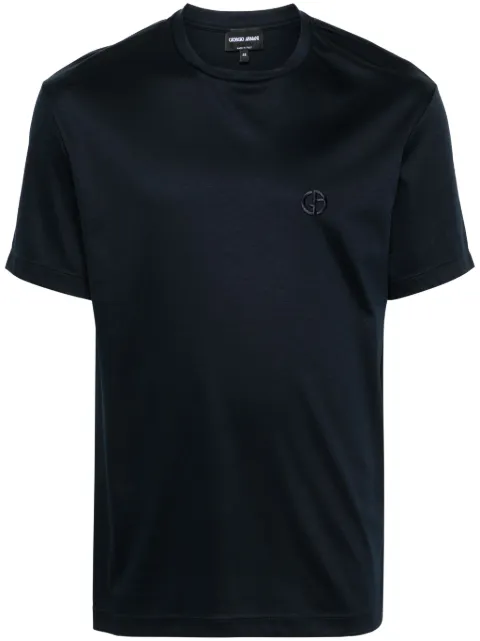 Giorgio Armani logo-embroidered T-shirt Blue 3HSM72SJTKZ