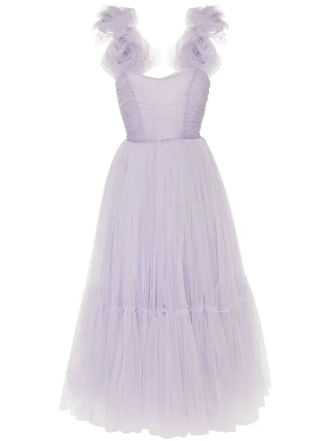 Ana Radu floral-appliqué gown Purple 42871