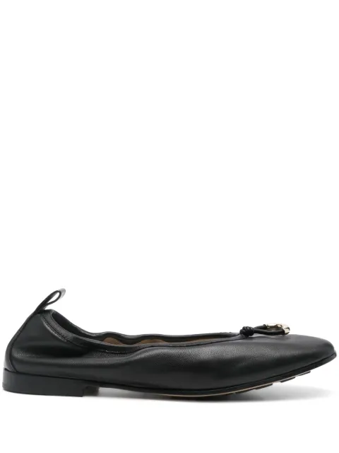 Giorgio Armani debossed logo leather ballerina shoes Black X1D336XF790
