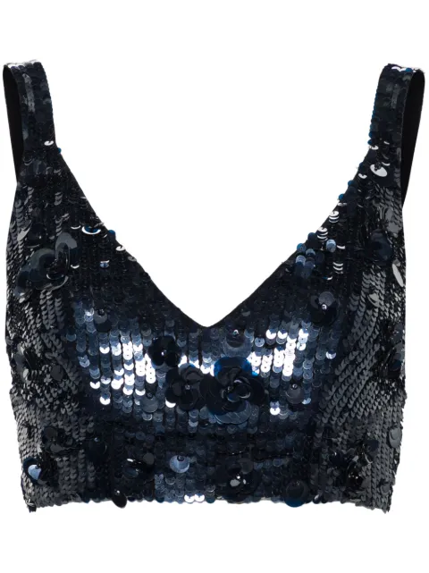 P.A.R.O.S.H. sequin-embellished cropped top Blue D311614GLOW