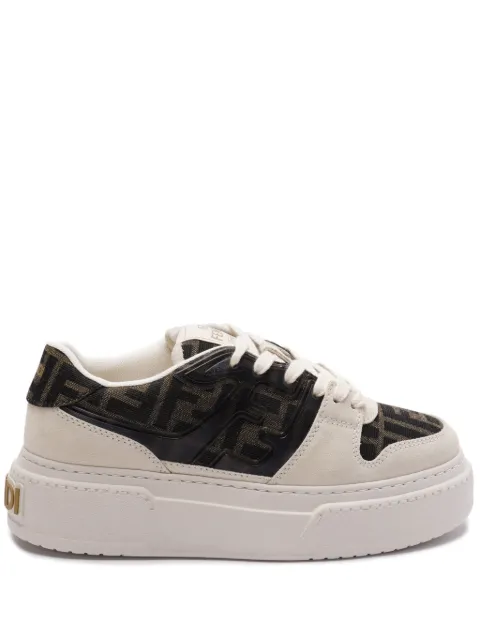 FENDI Zuca-motif panelled sneakers Brown 8E8572AQ6I
