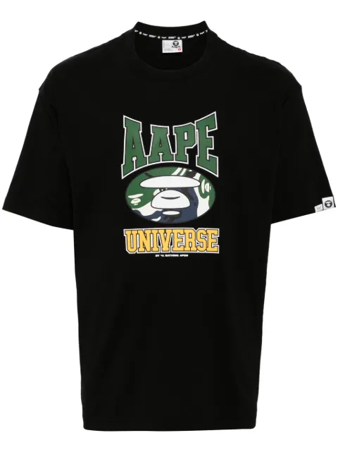 AAPE BY *A BATHING APE® Moonface logo college T-shirt Black ATE1547XXN