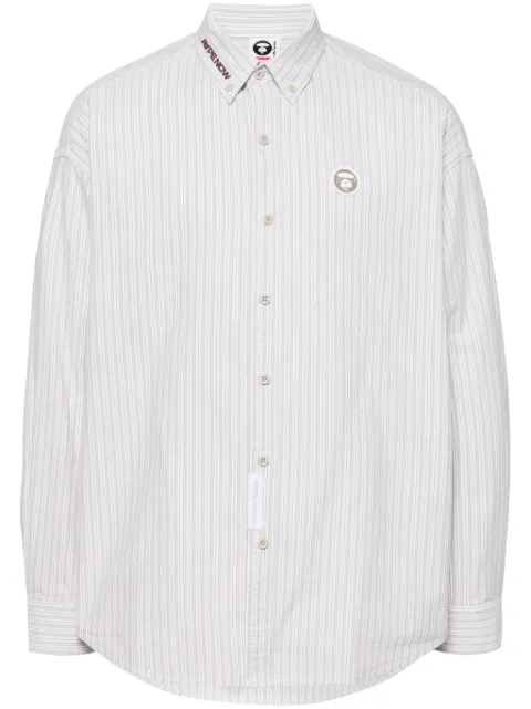 AAPE BY *A BATHING APE® logo-patch striped shirt Neutrals AST8497XXN