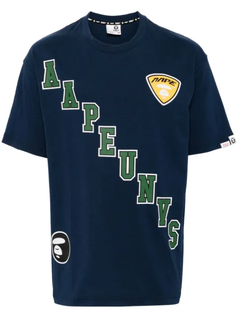 AAPE BY *A BATHING APE® Moonface logo printed tee Blue ATE1548XXN