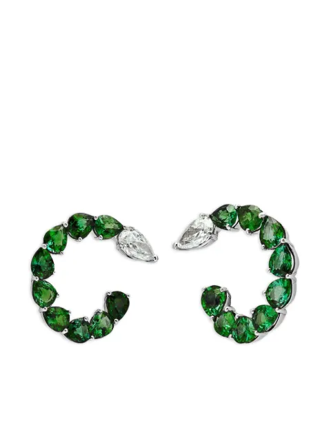 Jewels Aficionado 18kt white gold emerald and diamond hoop earrings Silver JF271S