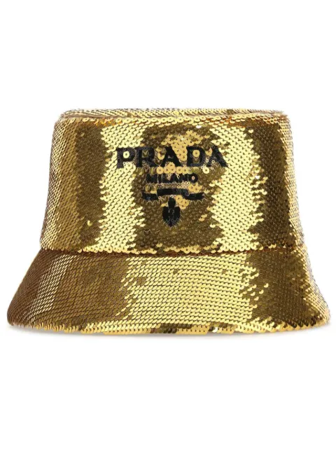 Prada sequin-embellished bucket hat Gold 1HC1372D0G