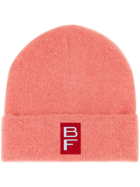 BY FAR logo-patch knit beanie Pink 21FWSLHBTFPALPA
