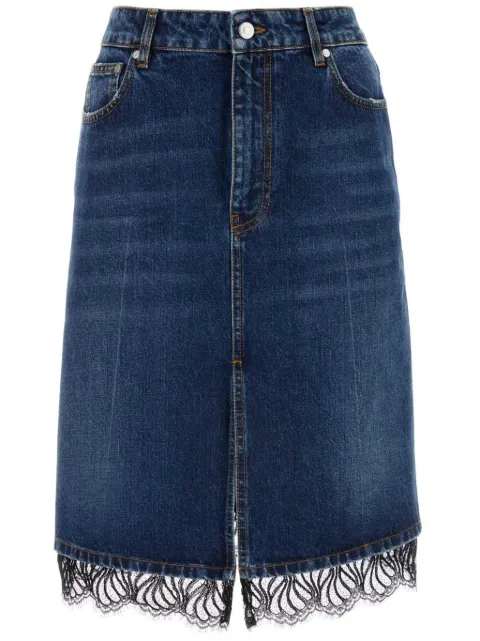 Stella McCartney lace-trim denim skirt Blue 6D03133SPH85