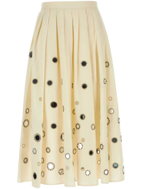 Prada Mirror-embellished coton midi skirt Neutrals P173JRSOOO14I5