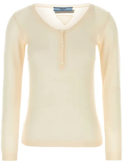 Prada triangle-logo jumper Neutrals P24D2ZSOOO14OQ