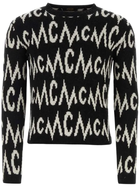 MCM intarsia-knit logo jumper Black MFEDAMM03